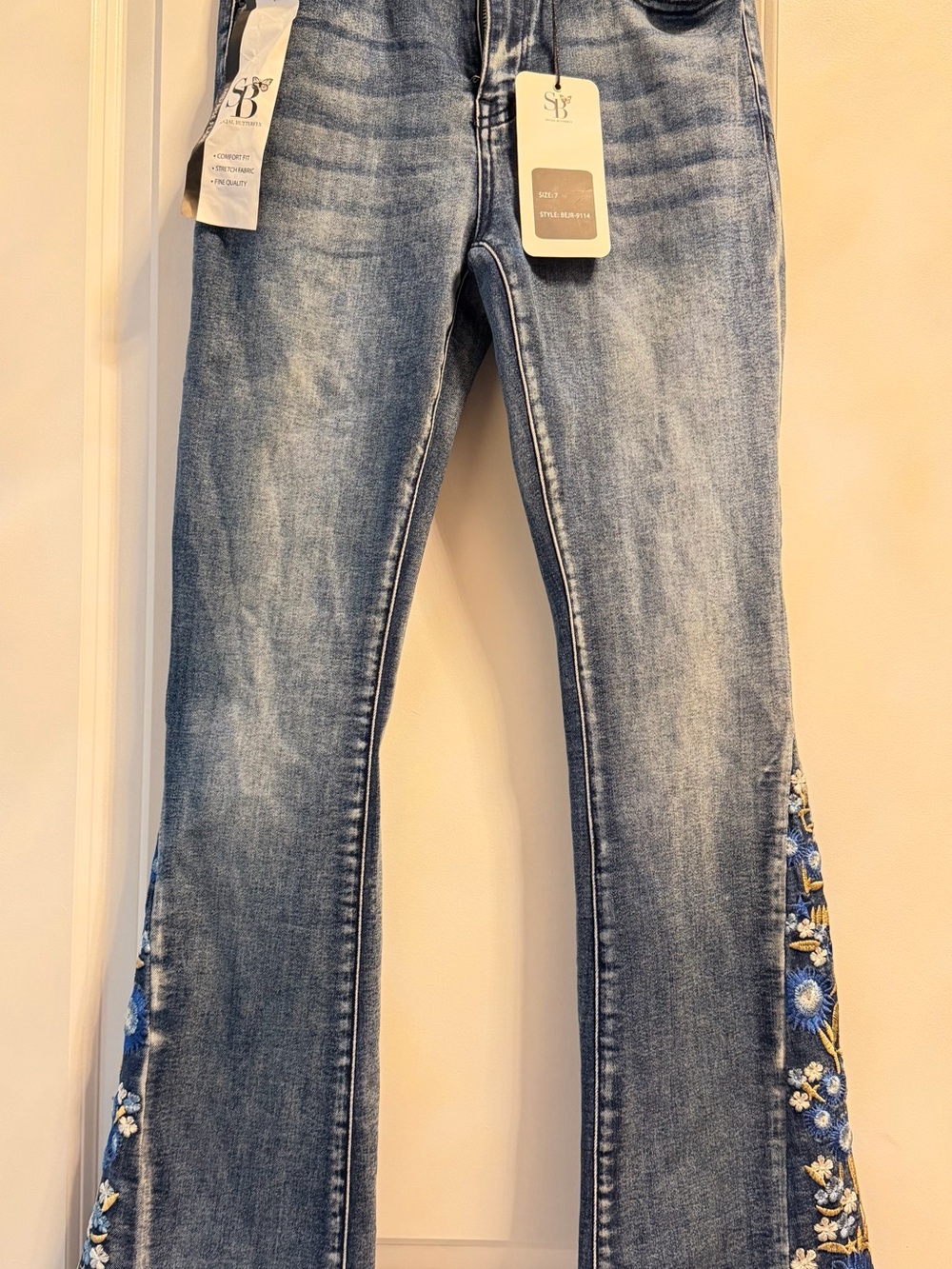 SB Brand embroidered flare jean